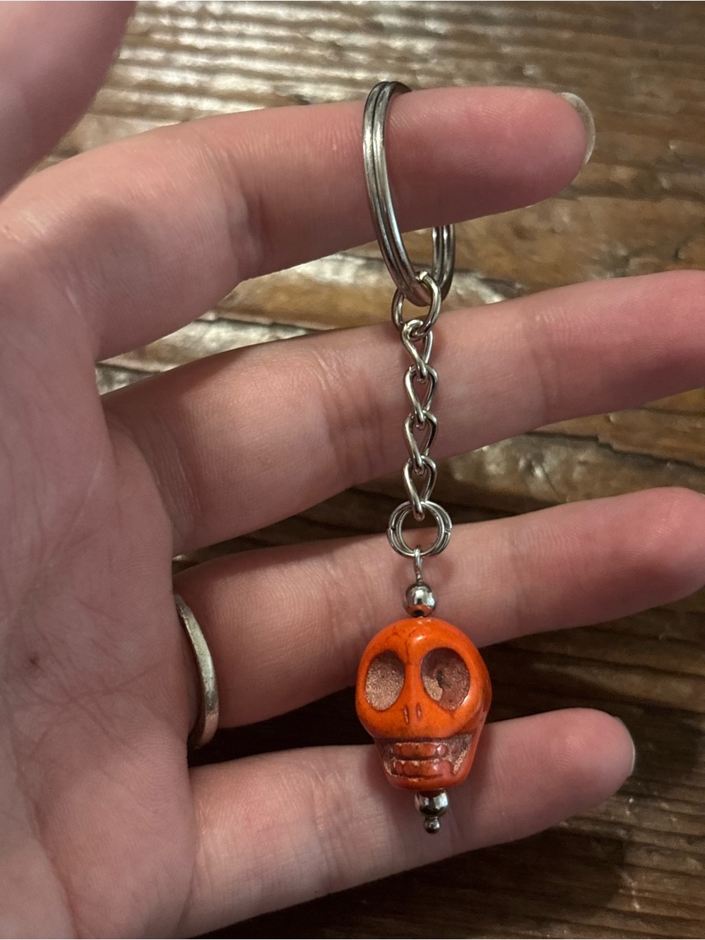 Orange Skull Charm Keychain - Women Jewelry